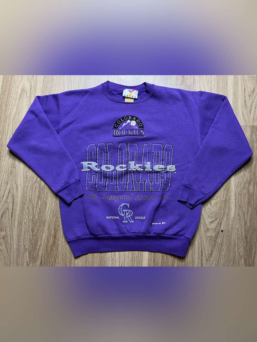 Vintage 1993 Colorado Rockies Crewneck Sweatshirt Sz Medium Purple MLB